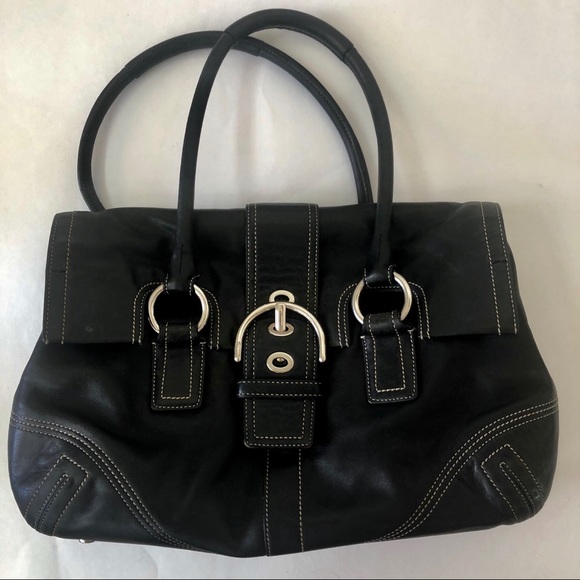 Coach Handbags - COACH SOHO SATCHEL black/white